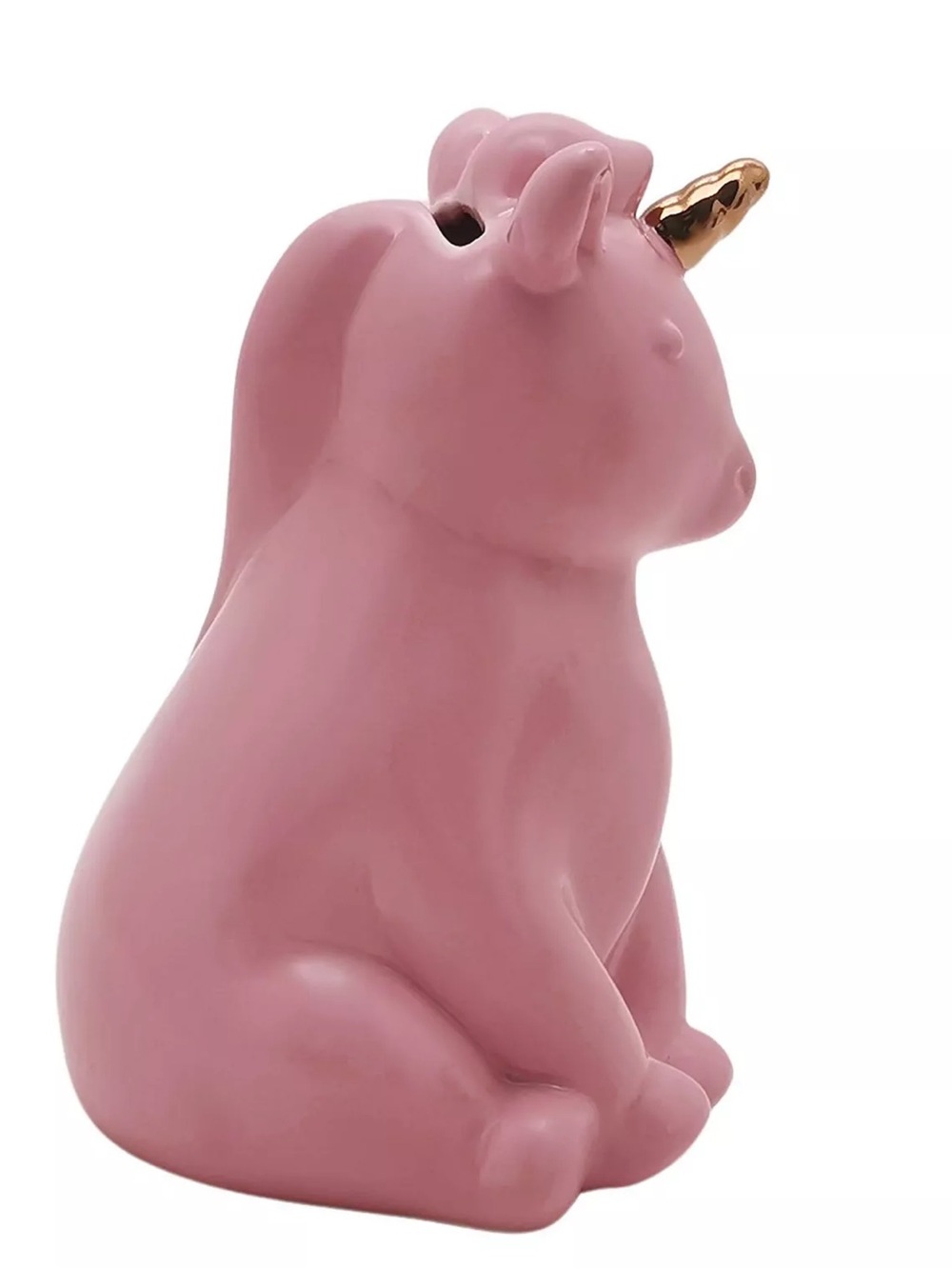 The Big One Pink Unicorn Piggy Bank with Gold Horn